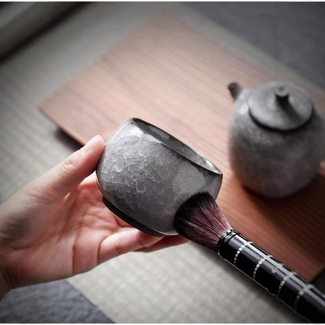 Ice‑Crackle Glaze Ceramic Teacup