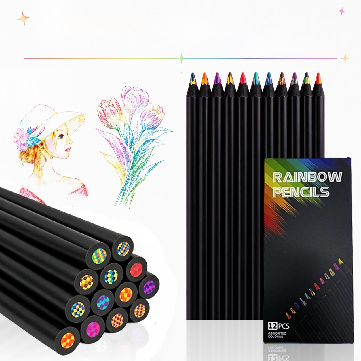 Rainbow Multicolor Pencils – 12 Pencils for Creative Drawing & Coloring
